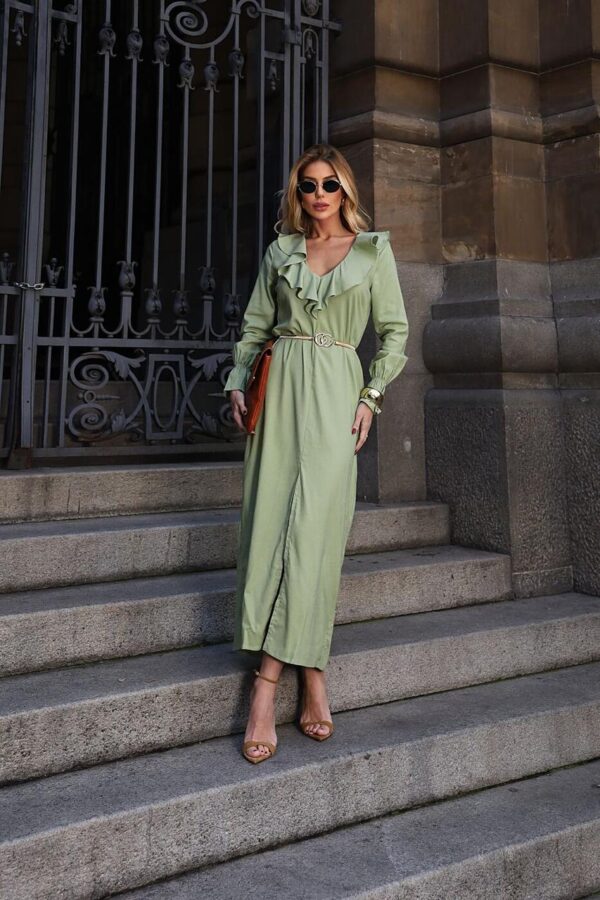 Vestido com babados frontais e elastico no punho - Imagem 2